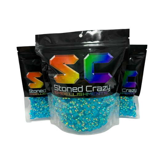 Capri Blue AB Transparent Resin Rhinestones