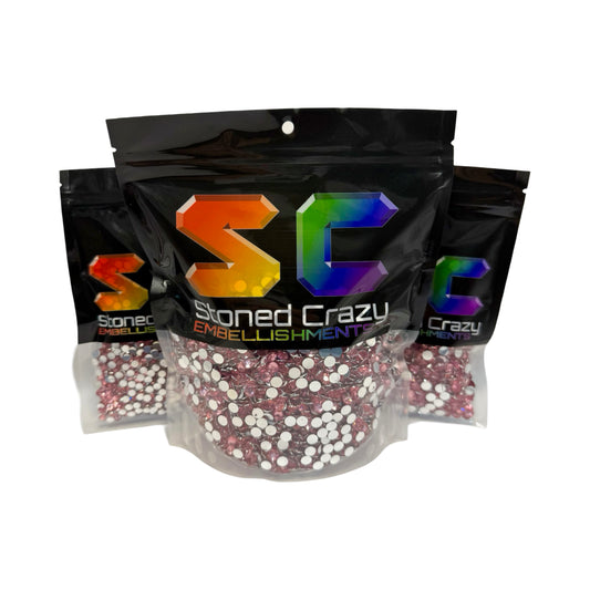 Dark Pink Resin Silver Back Rhinestones