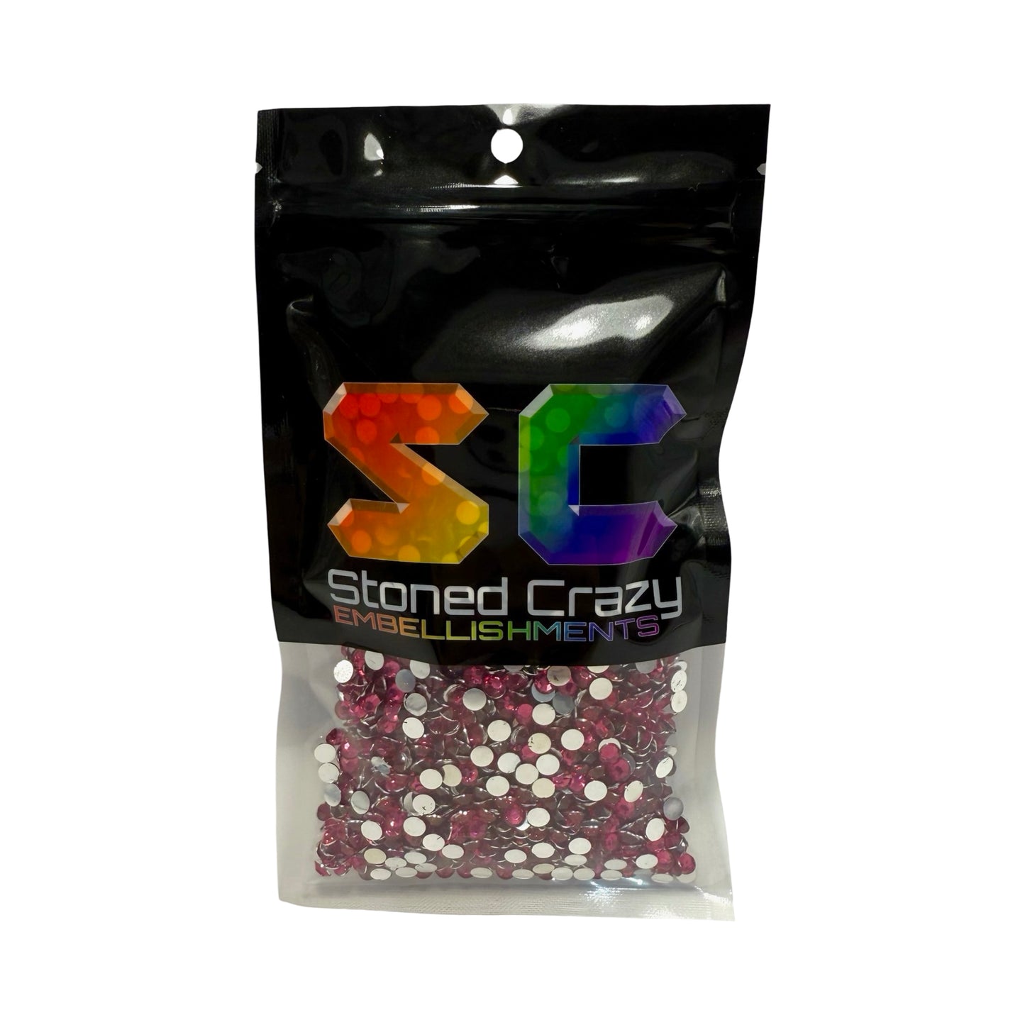 Dark Rose Resin Silver Back Rhinestones