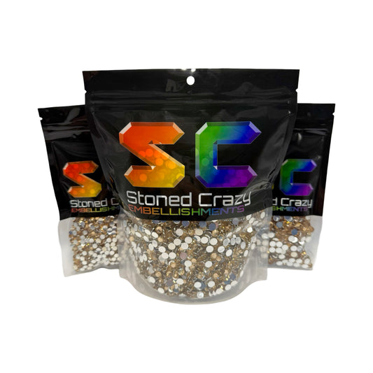 Champagne Resin Silver Back Rhinestones
