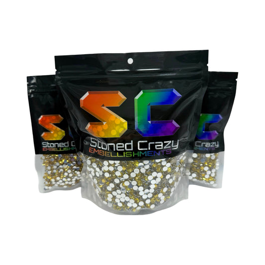 Light Topaz Resin Silver Back Rhinestones