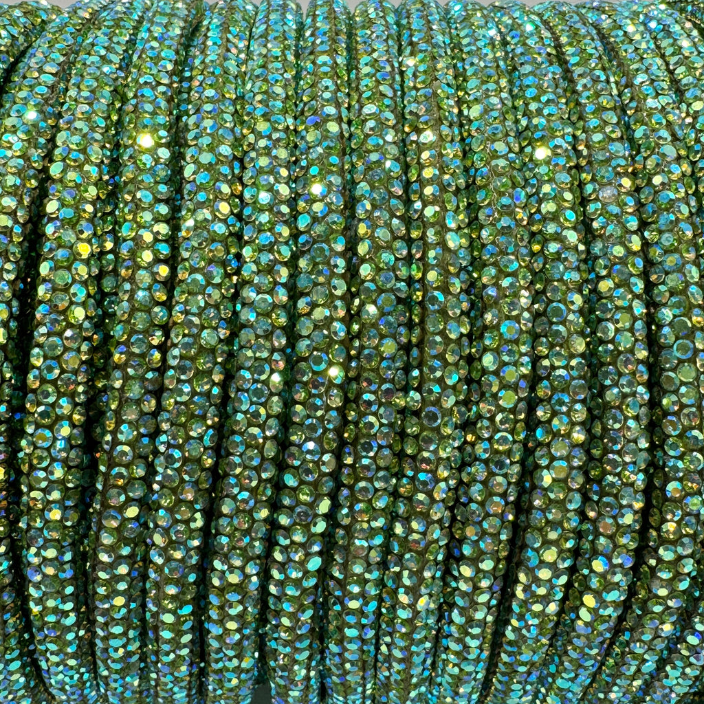 Light Peridot AB Corded Rhinestone Rope