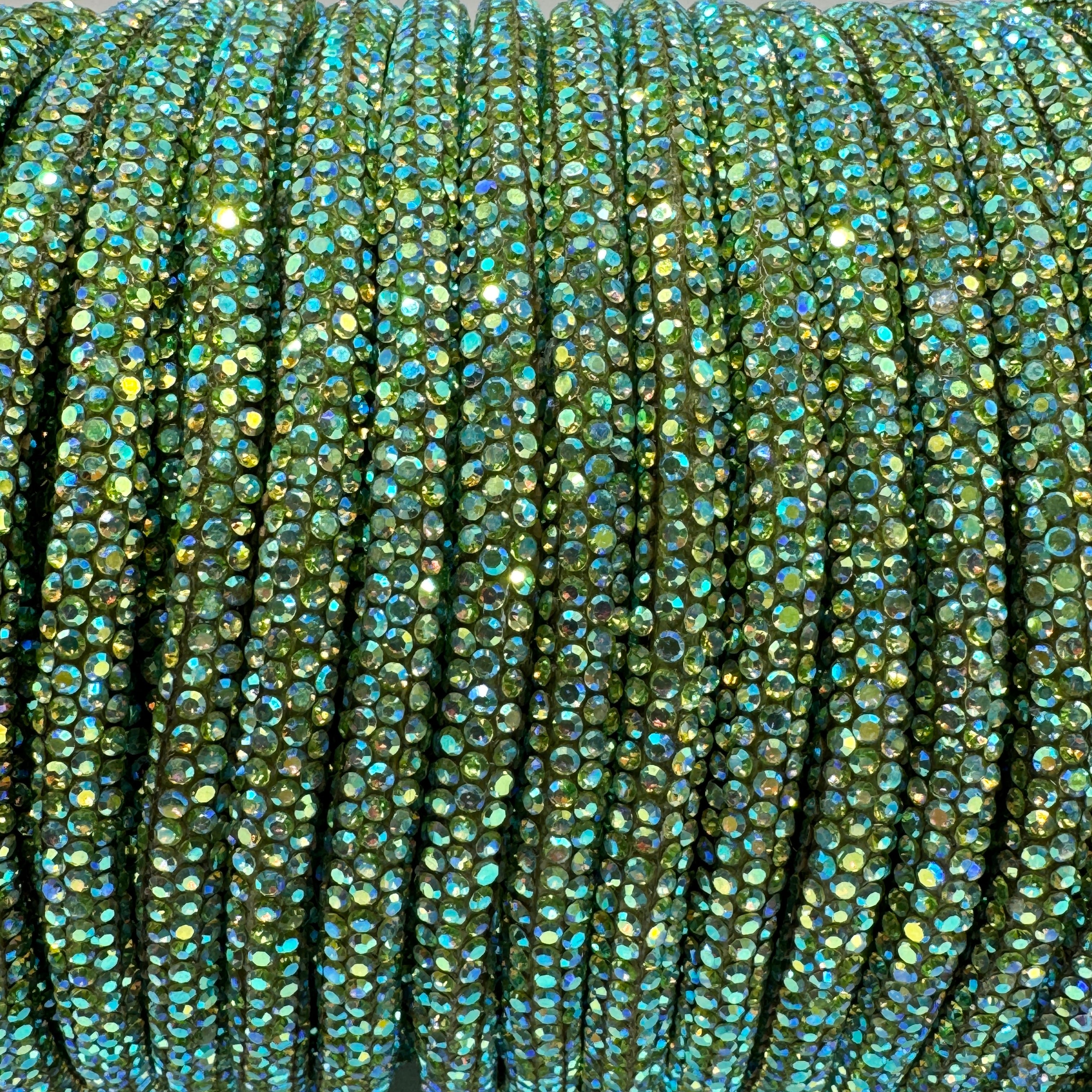 Light Peridot AB Corded Rhinestone Rope