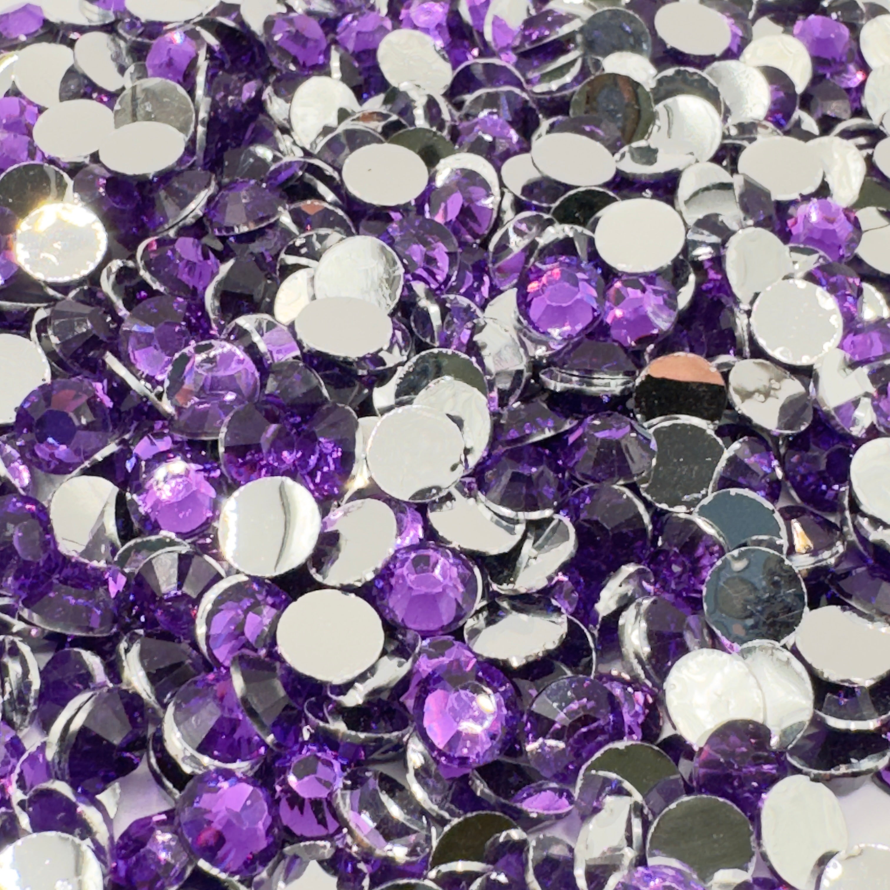 Dark Amethyst Resin Silver Back Rhinestones
