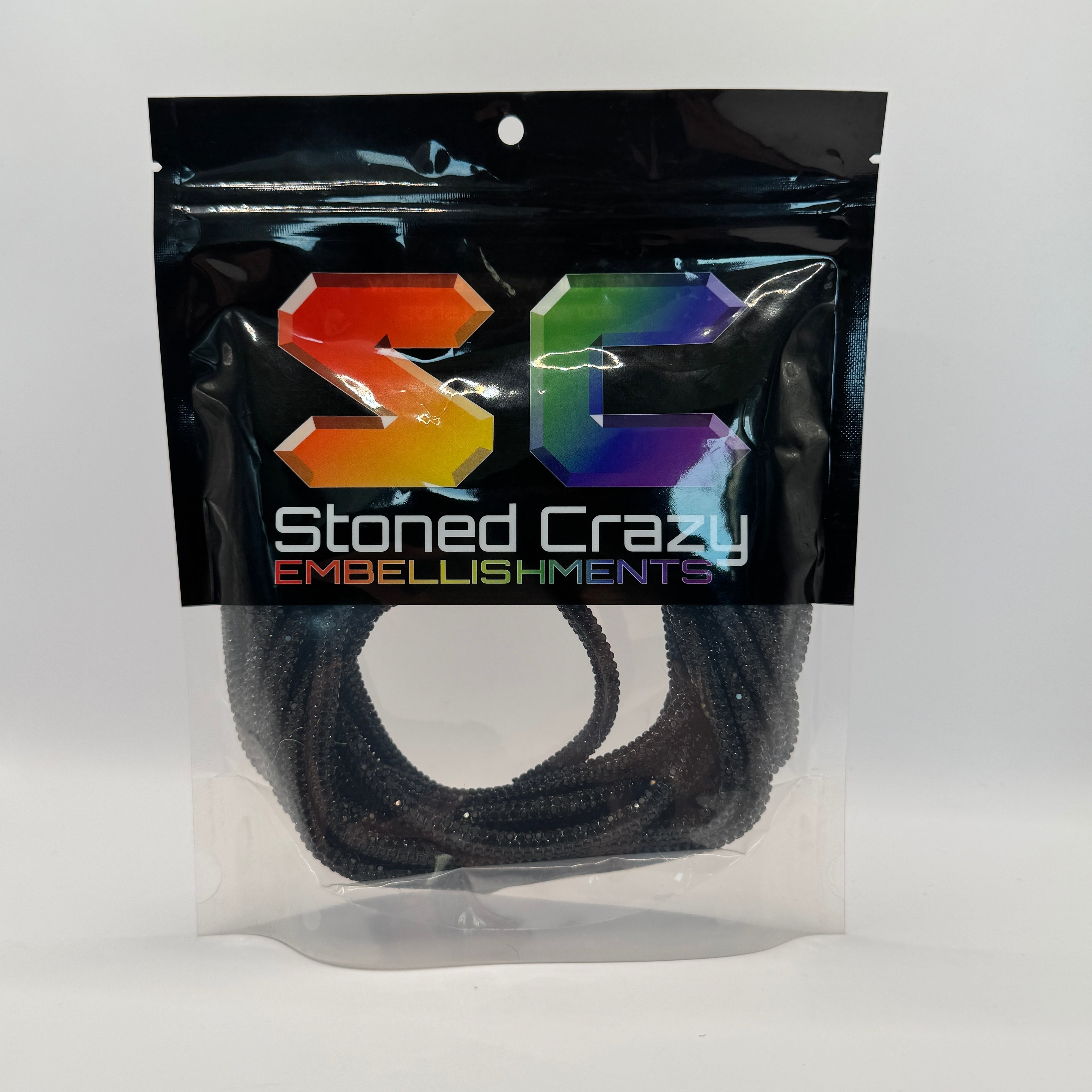 Jet Black Corded Rhinestone Rope