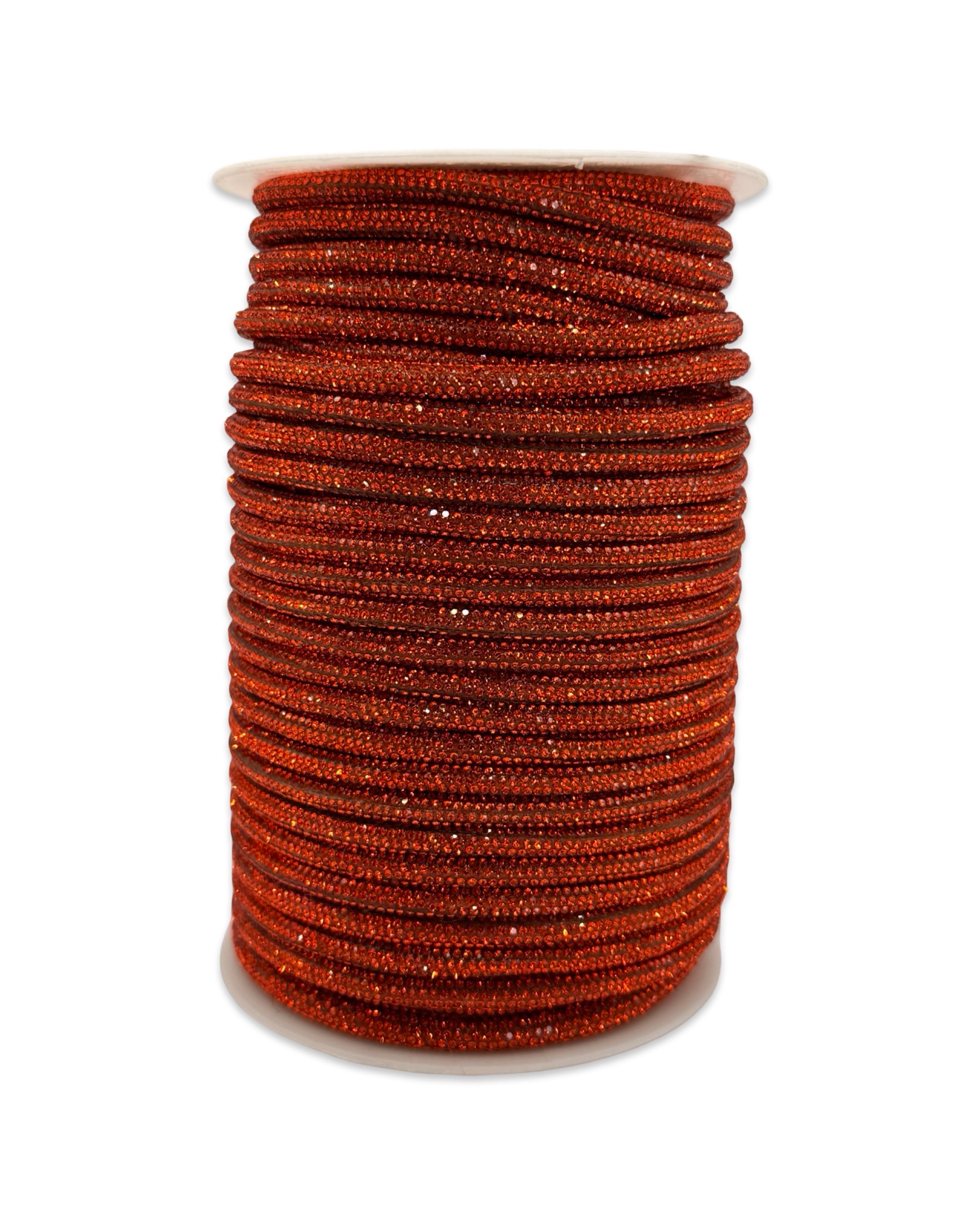 Orange Corded Rhinestone Rope