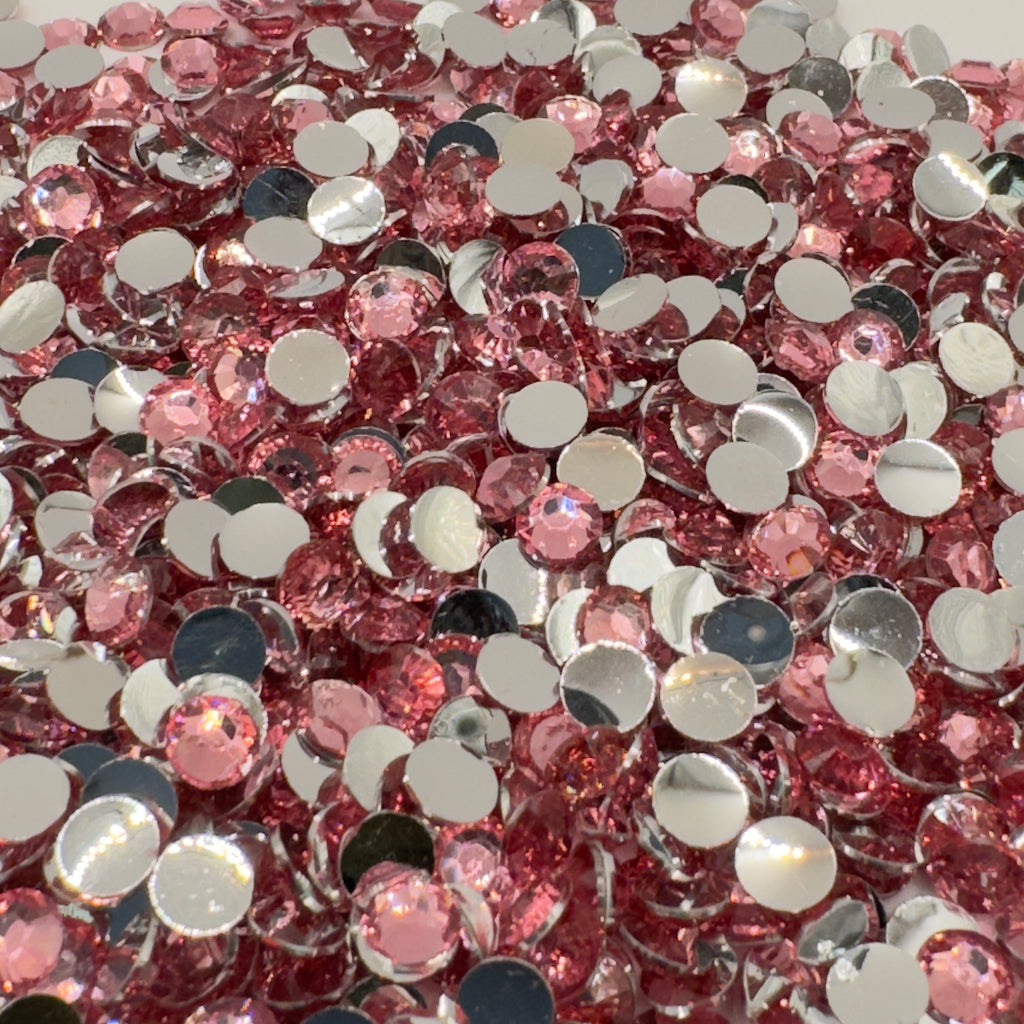 Dark Pink Resin Silver Back Rhinestones