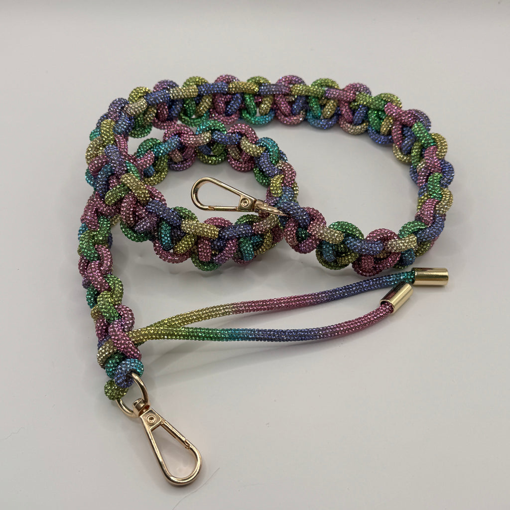 Lighter Rainbow Rhinestone Rope Bag Strap