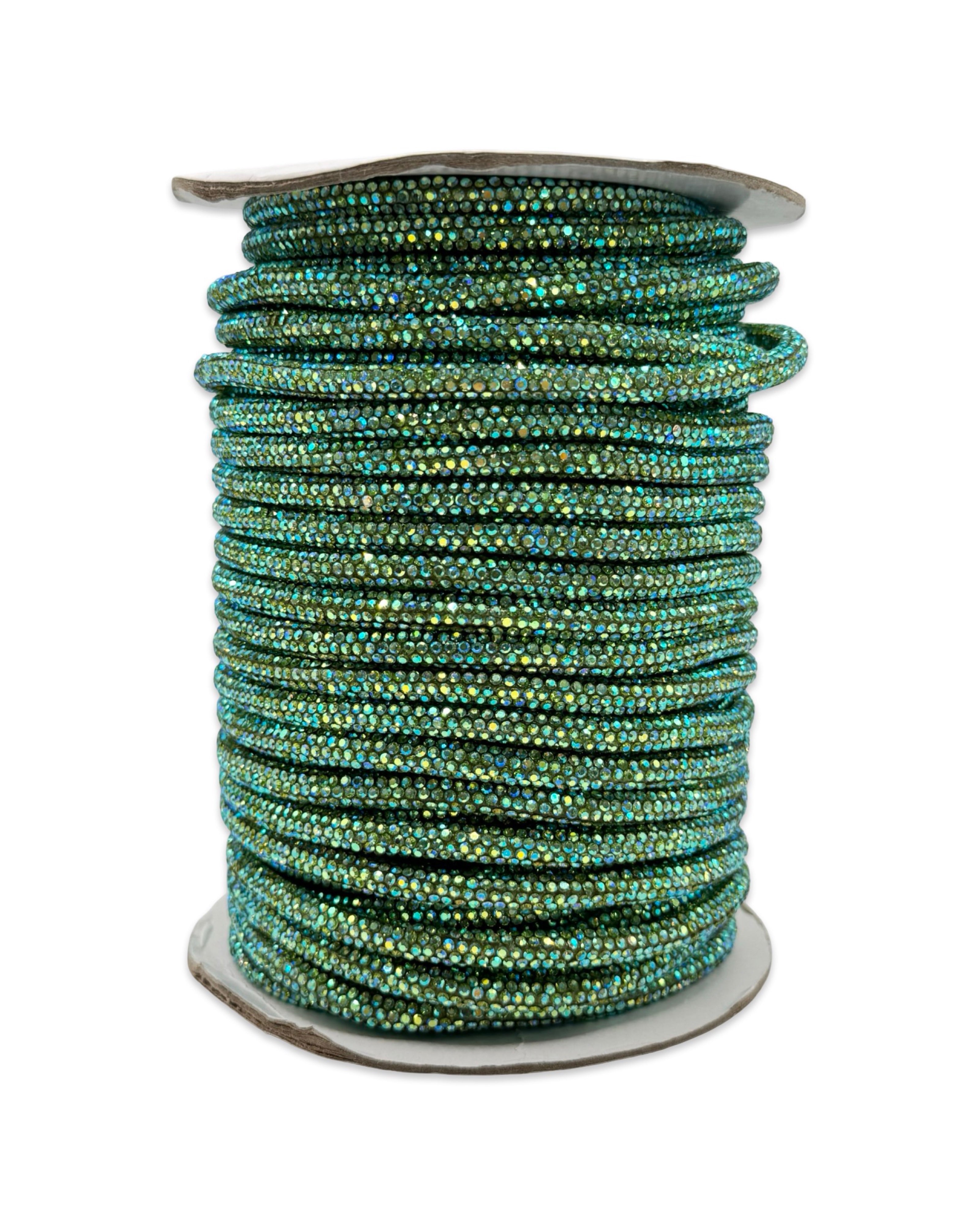 Light Peridot AB Corded Rhinestone Rope