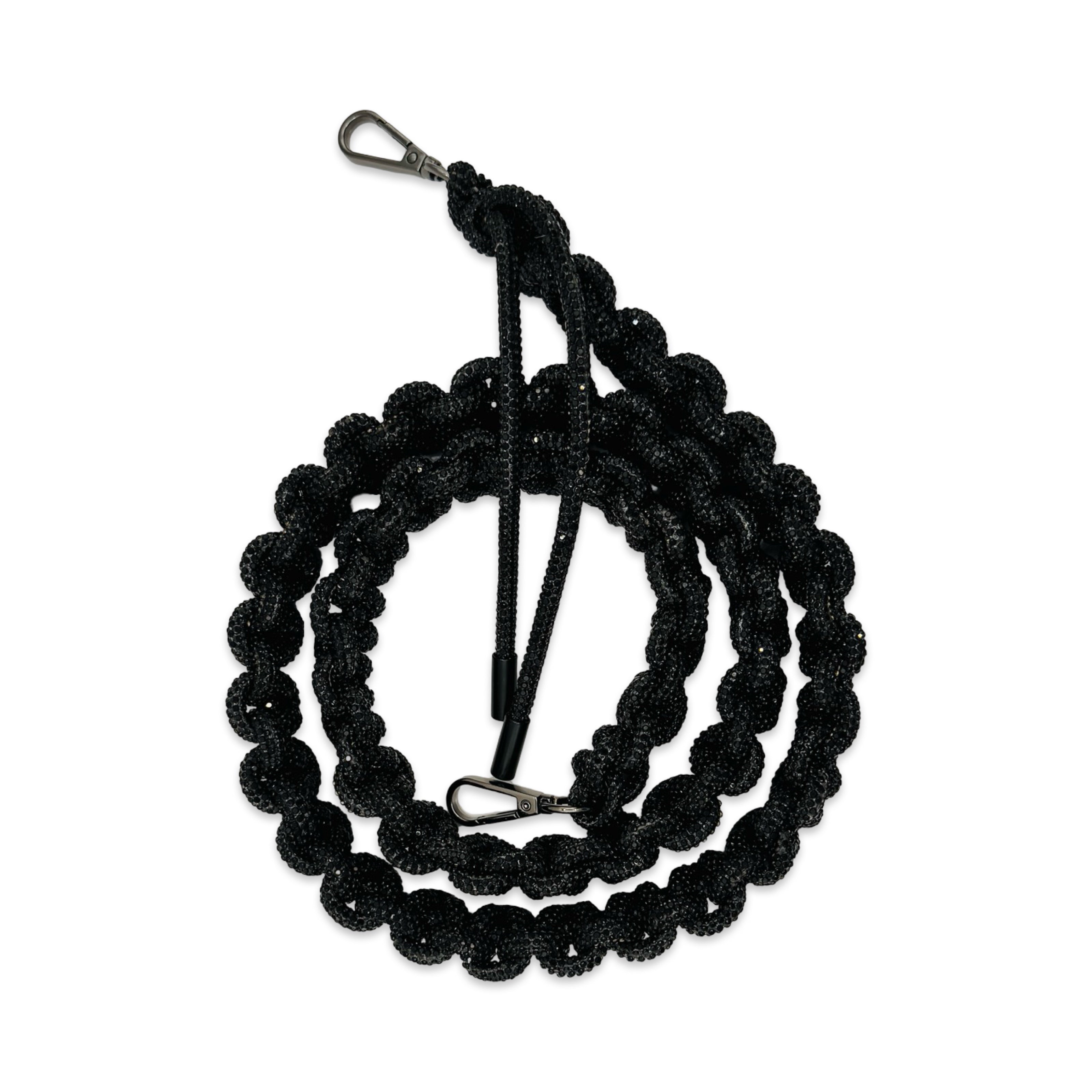 Jet Black Rhinestone Bag Strap