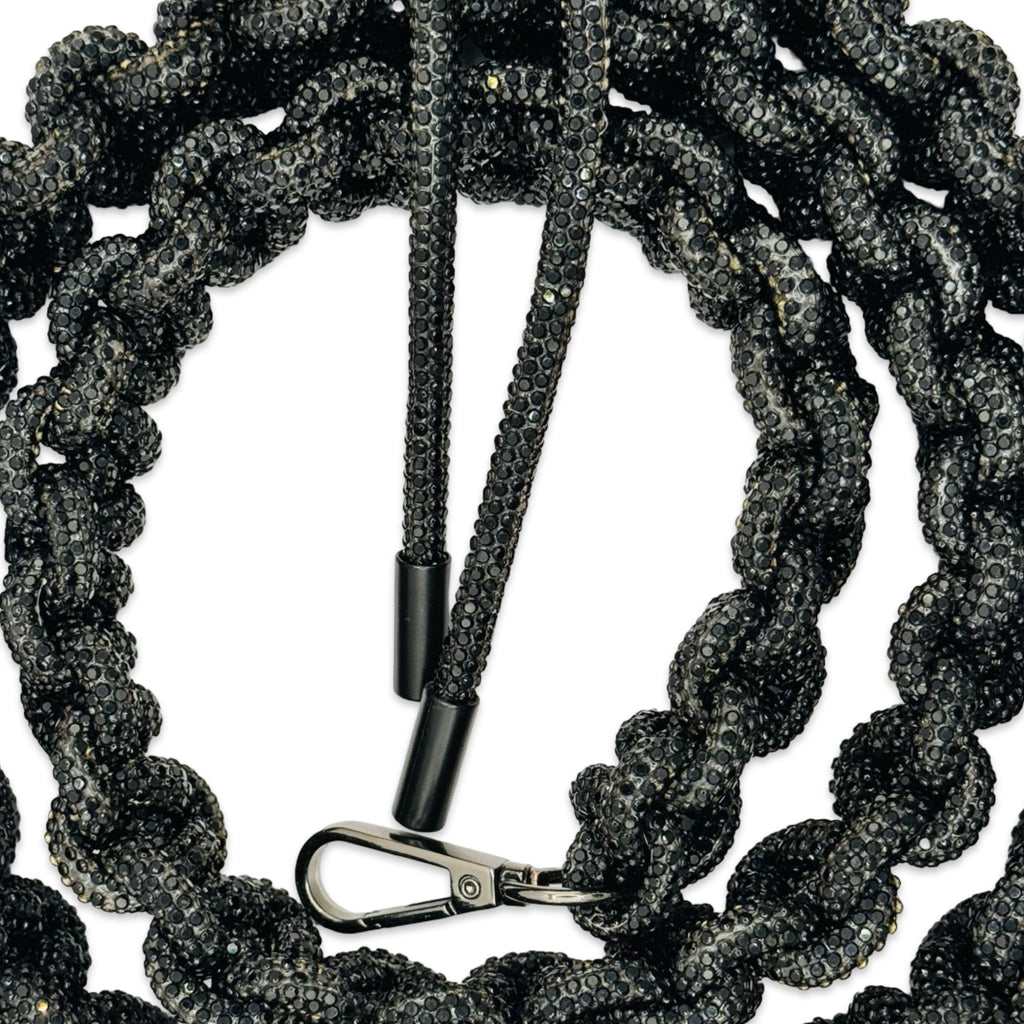 Jet Black Rhinestone Bag Strap