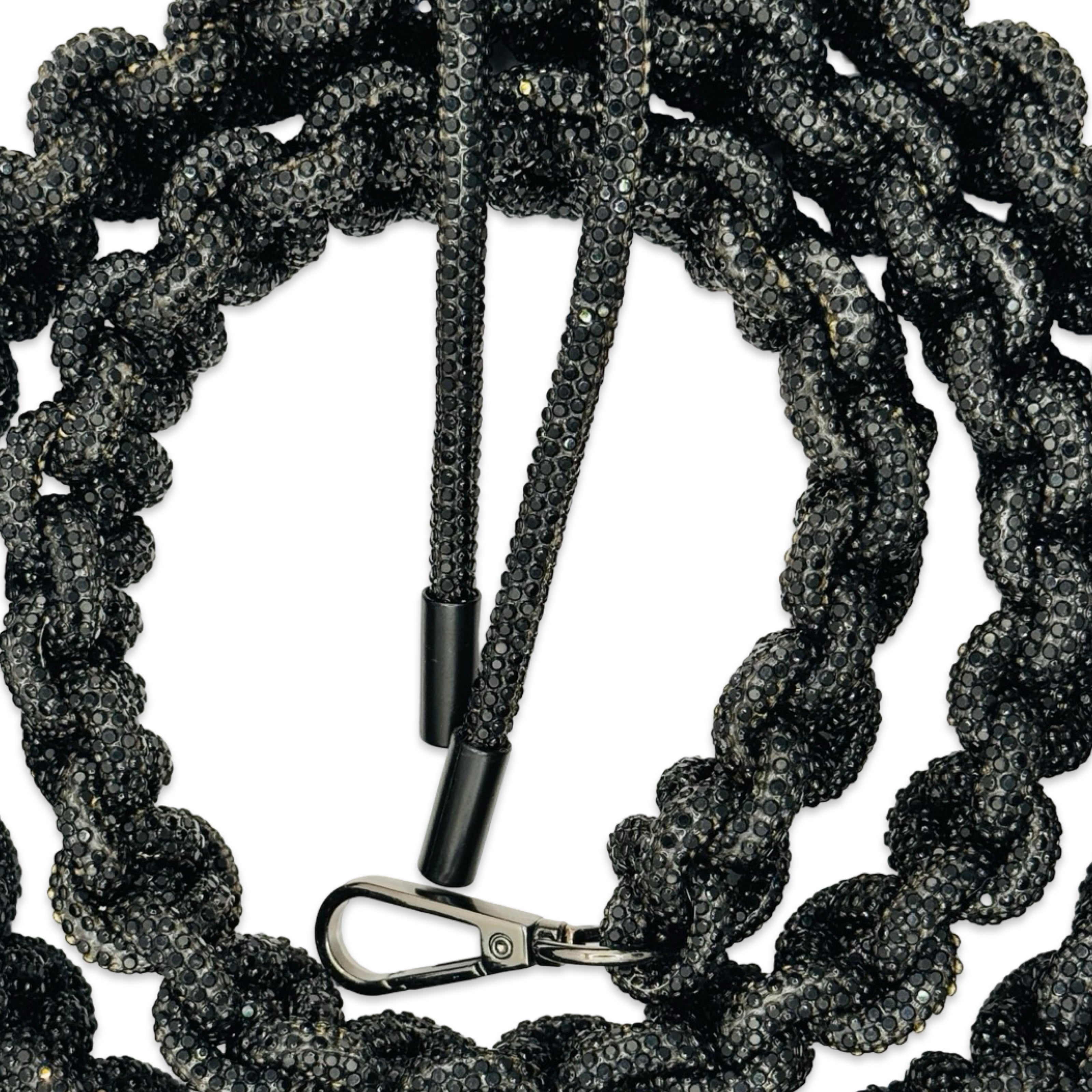 Jet Black Rhinestone Bag Strap