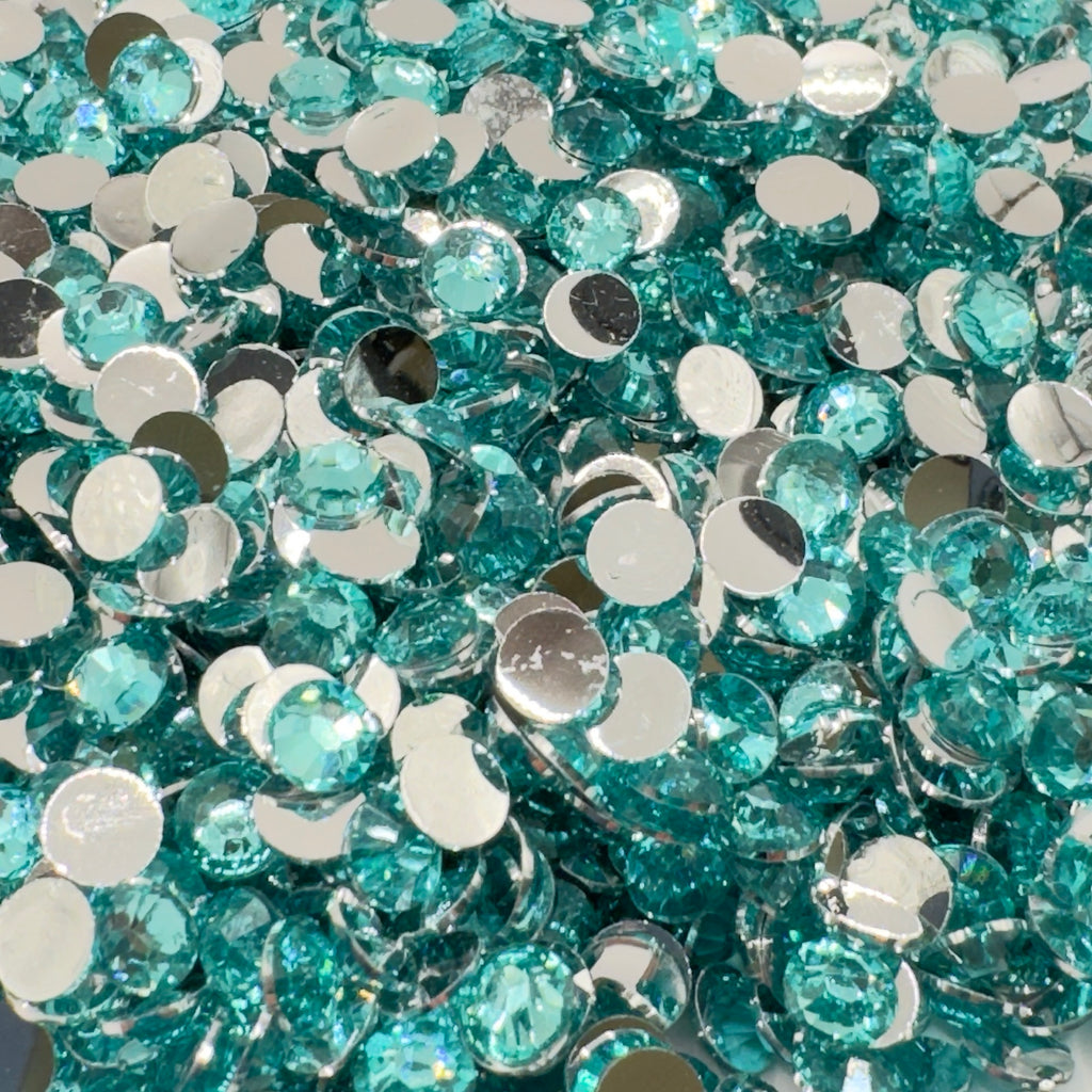 Aquamarine Resin Silver Back Rhinestones