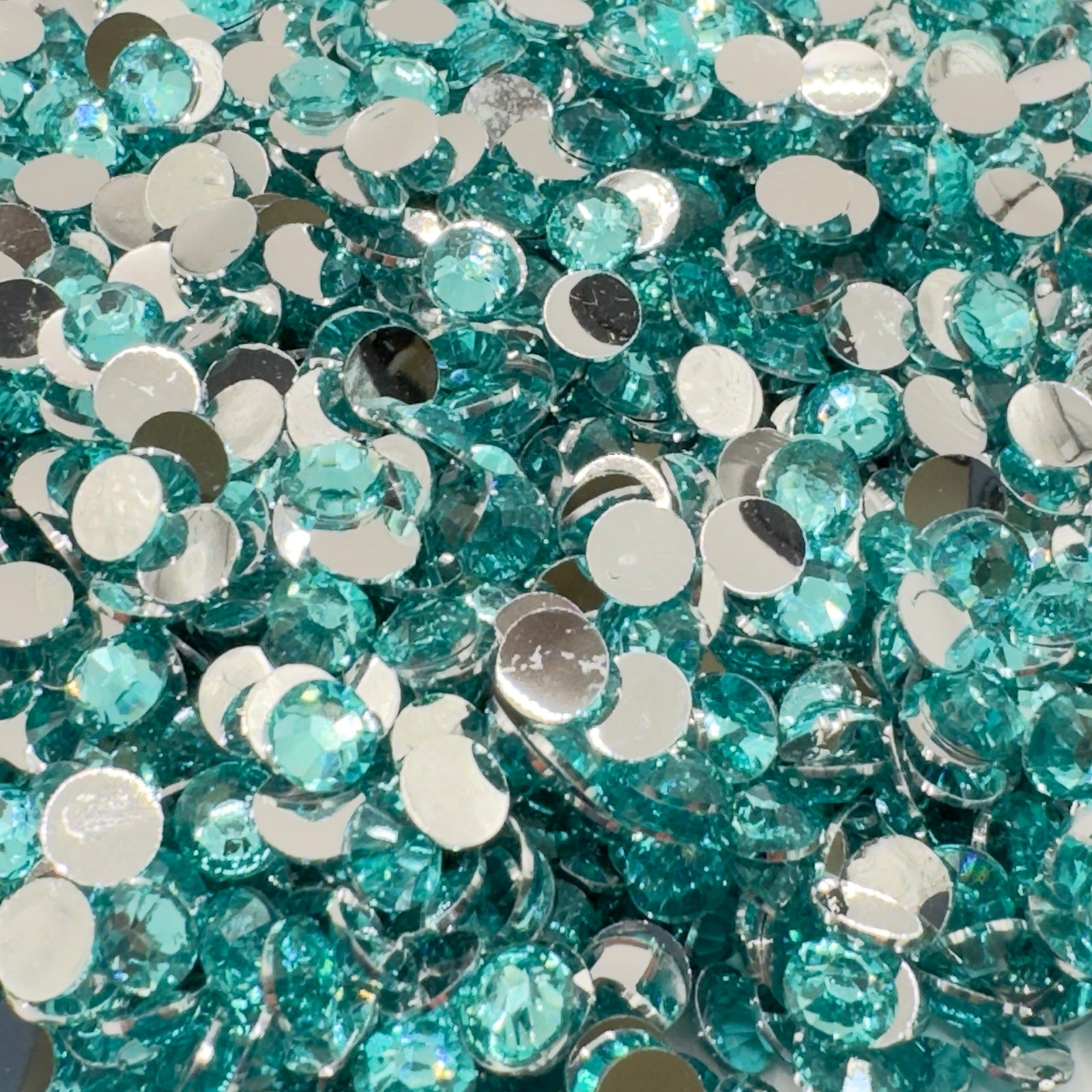 Aquamarine Resin Silver Back Rhinestones