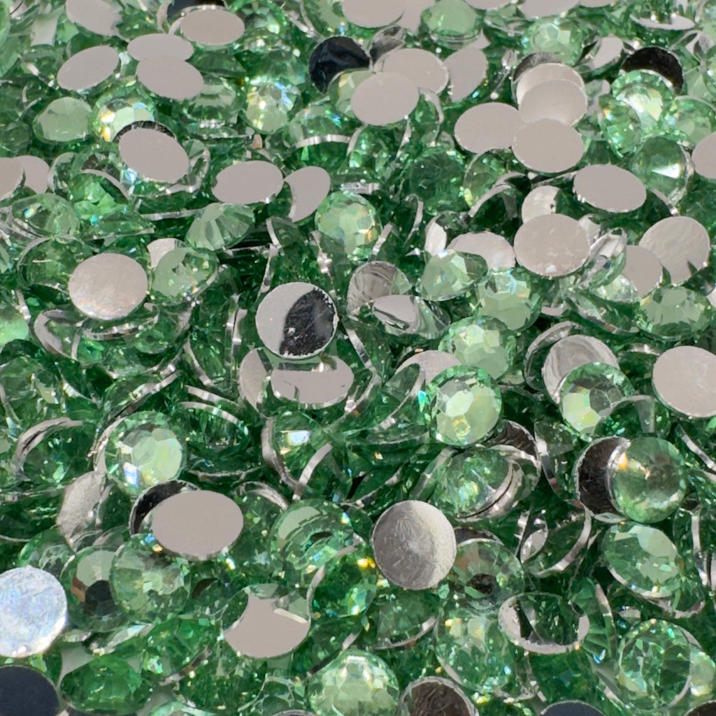 Light Peridot Resin Silver Back Rhinestones