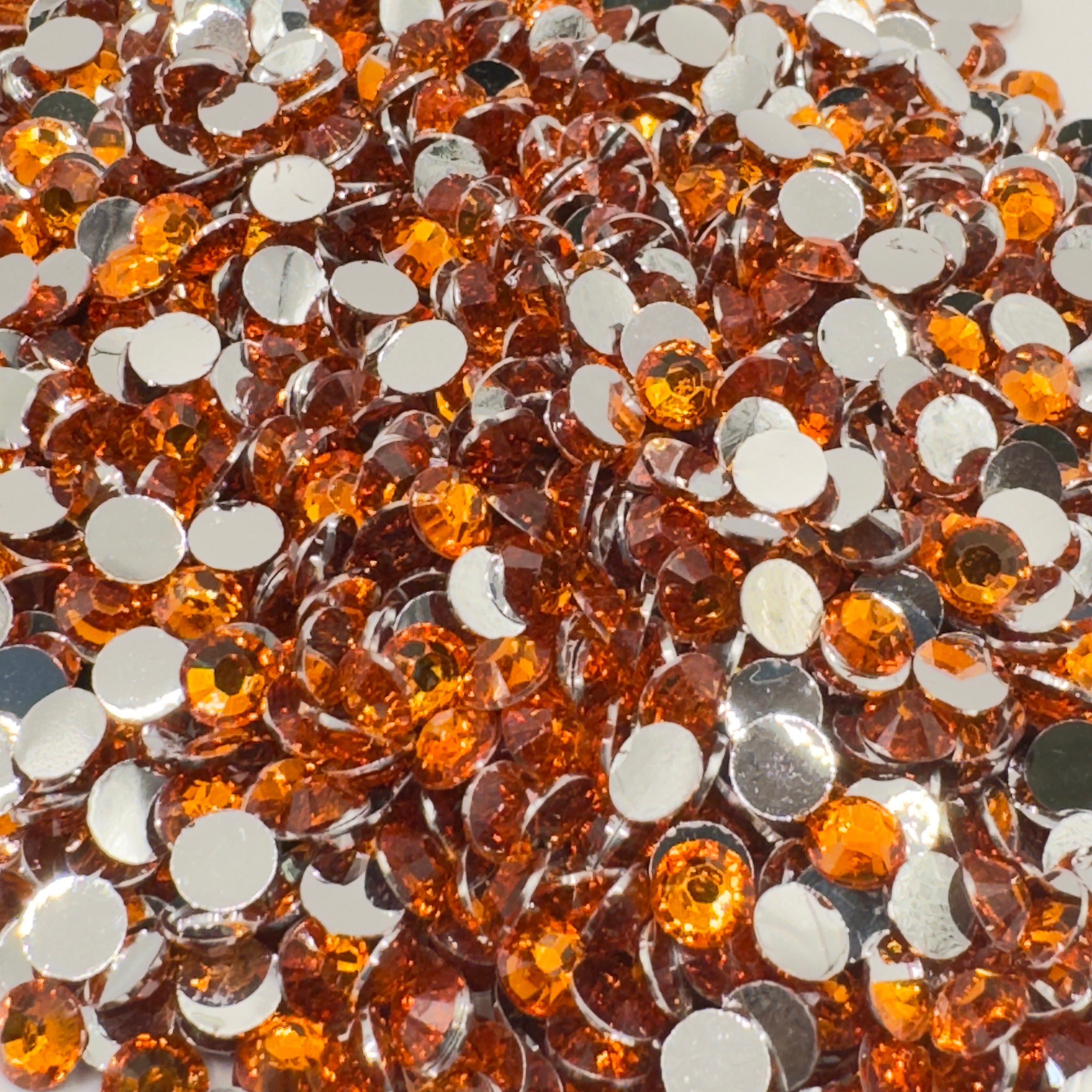 Orange Resin Silver Back Rhinestones