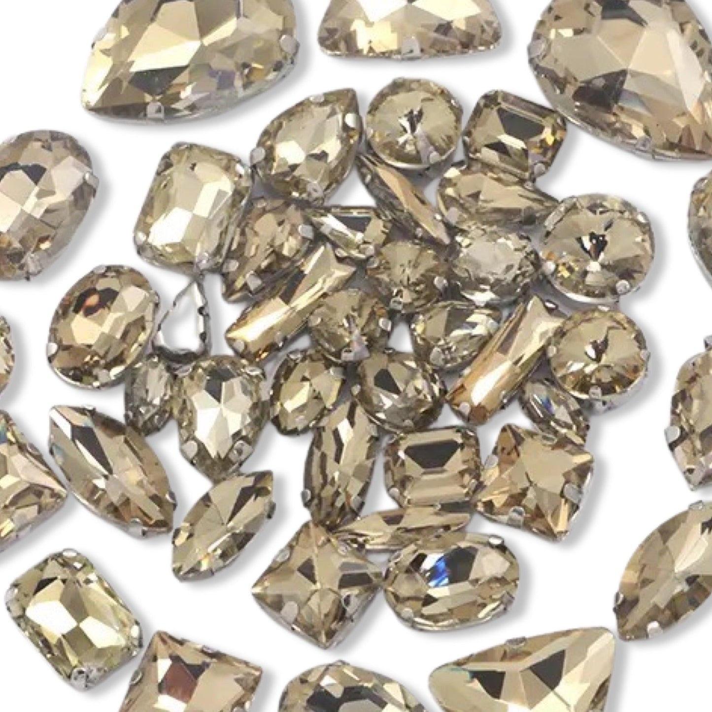 Light Smoked Topaz Clawback Mixed Shapes   100pcs