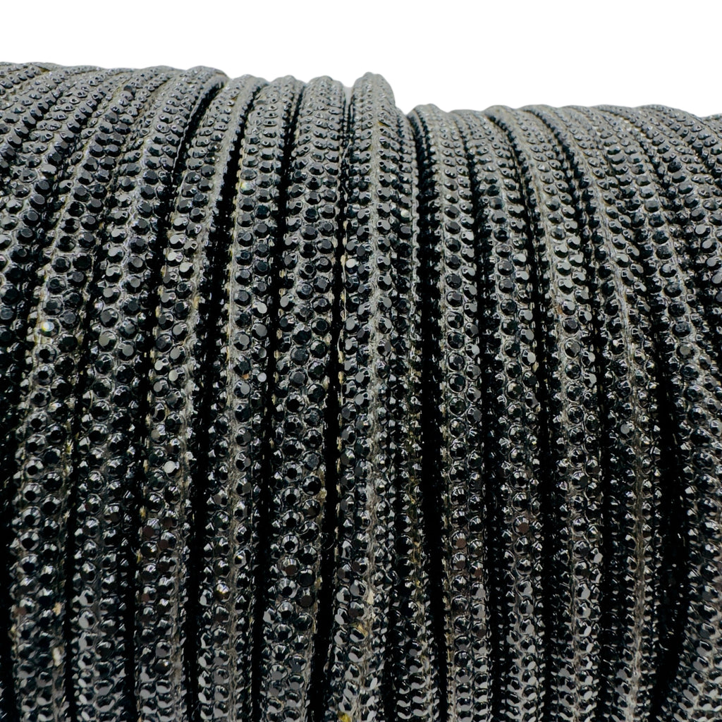 4 Corded Rope Stoned Crazy Jet Black Rhinestone Rope, Cut to order, fashion and moreÉ
