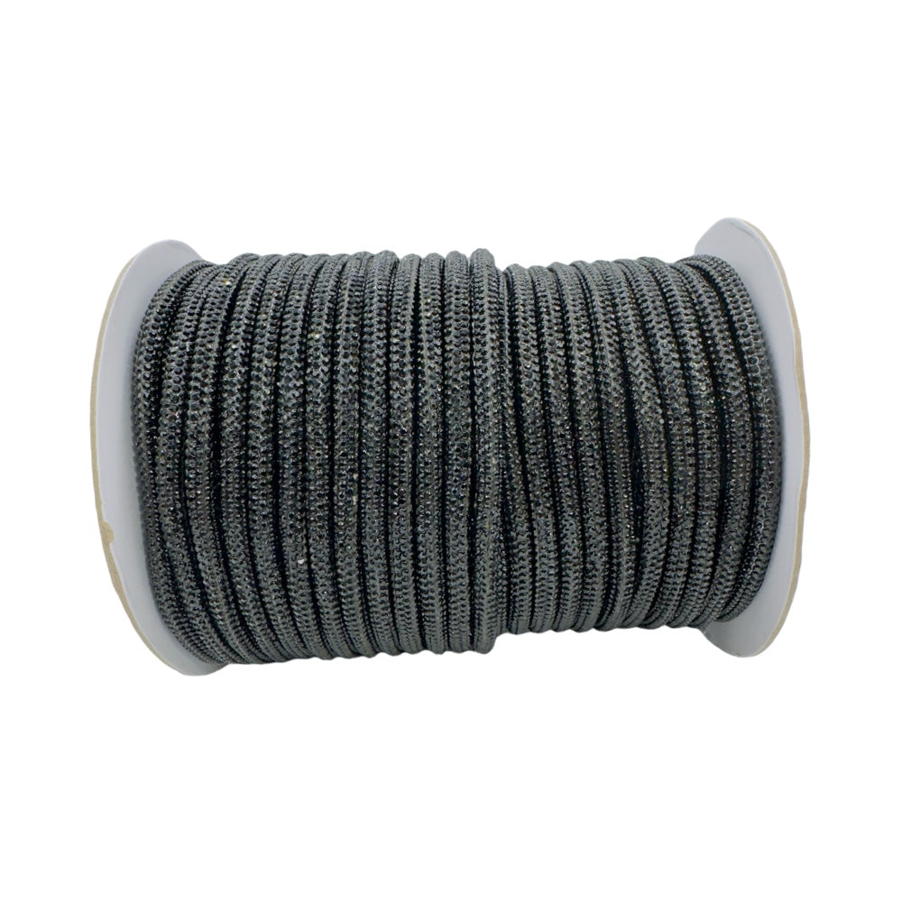4 Corded Rope Stoned Crazy Jet Black Rhinestone Rope, Cut to order, fashion and moreÉ