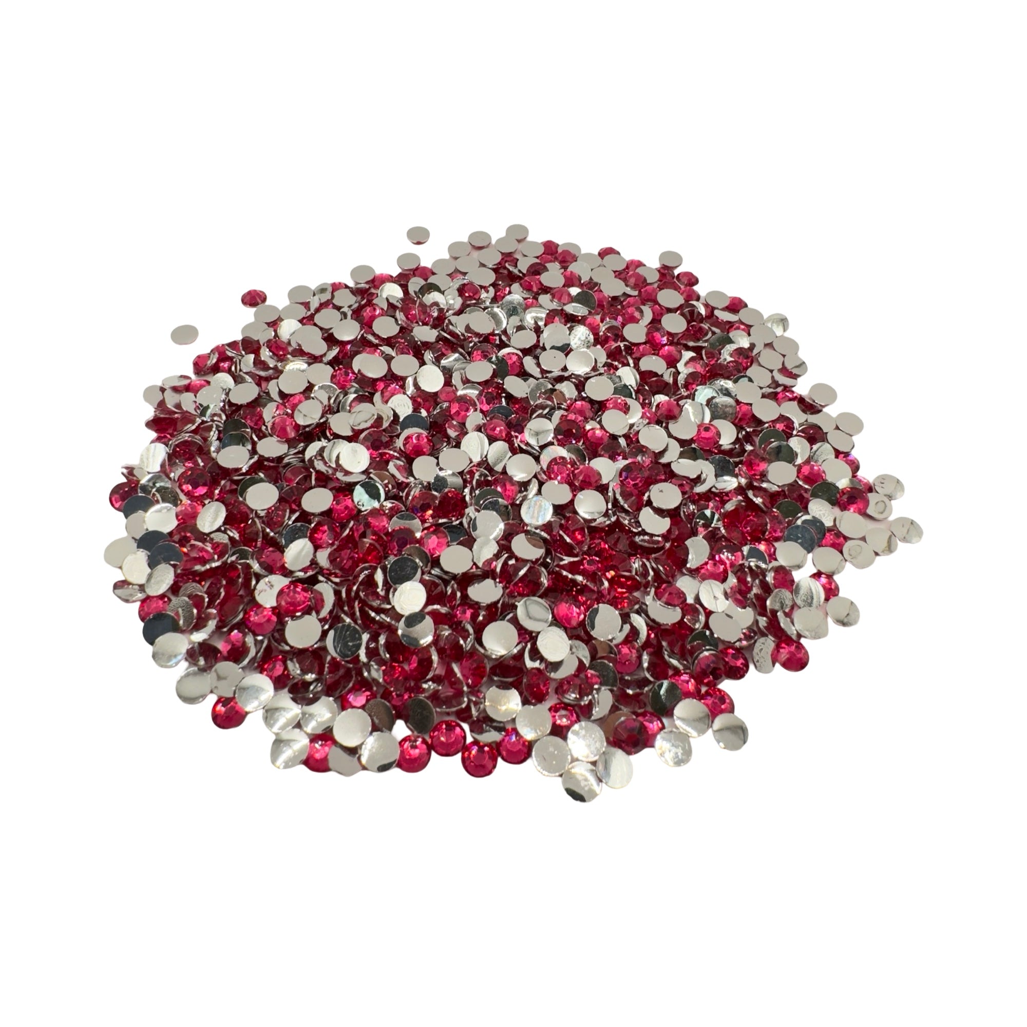 Dark Rose Resin Silver Back Rhinestones