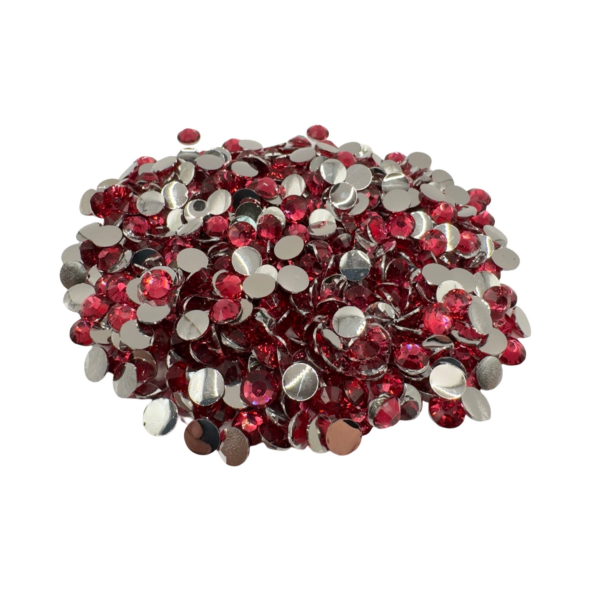 Dark Rose Resin Silver Back Rhinestones