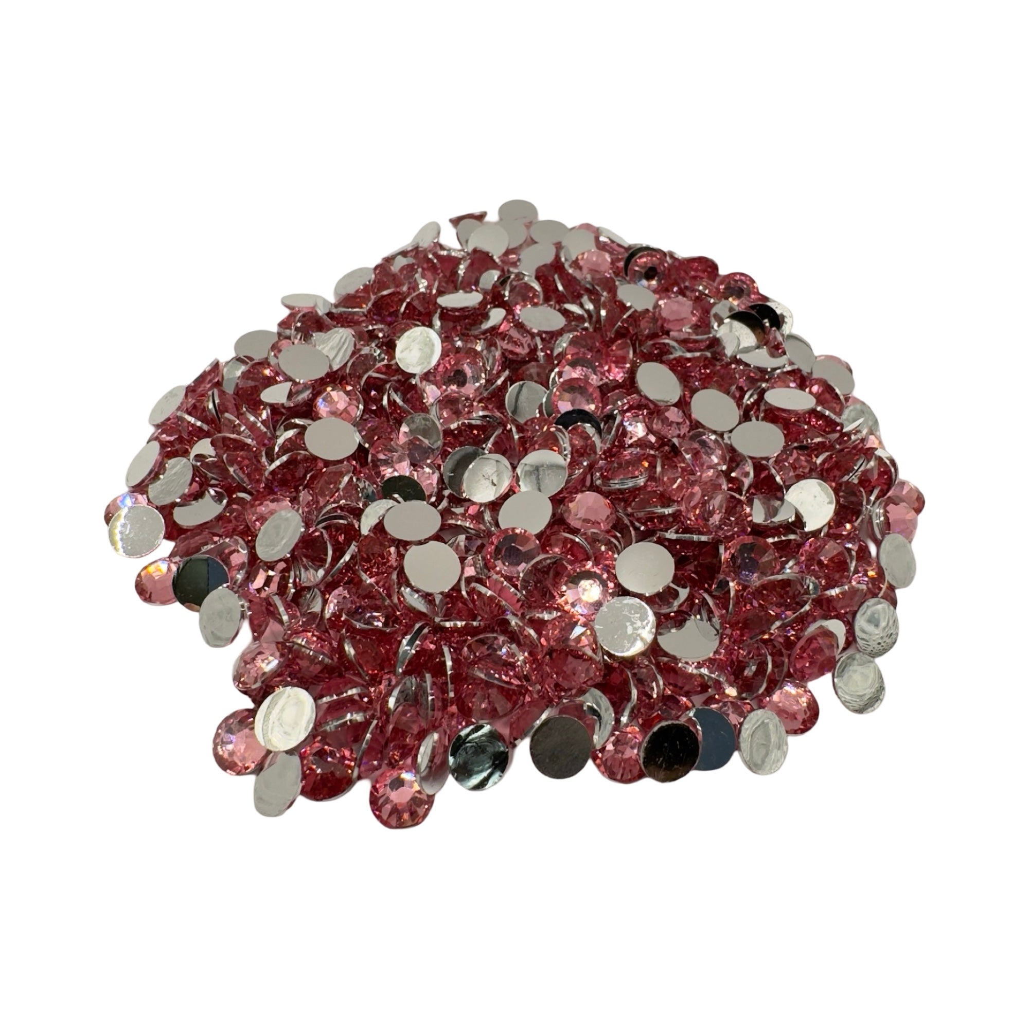 Dark Pink Resin Silver Back Rhinestones