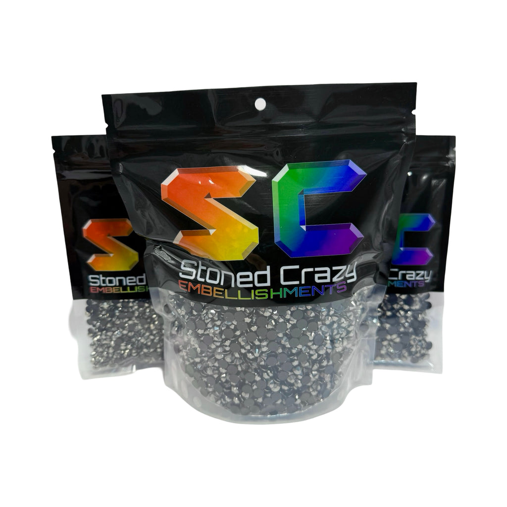 Hematite Resin Silver Back Rhinestones