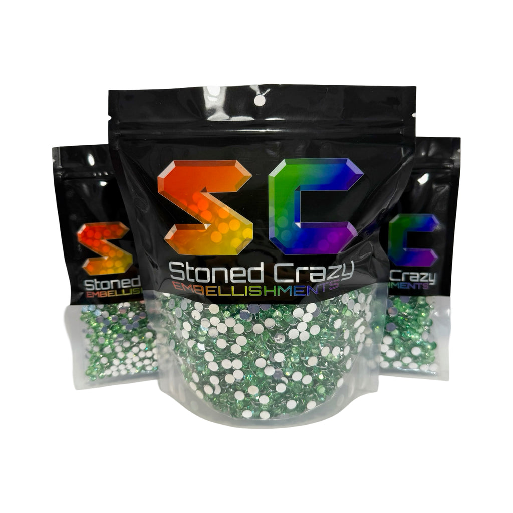 Light Peridot Resin Silver Back Rhinestones