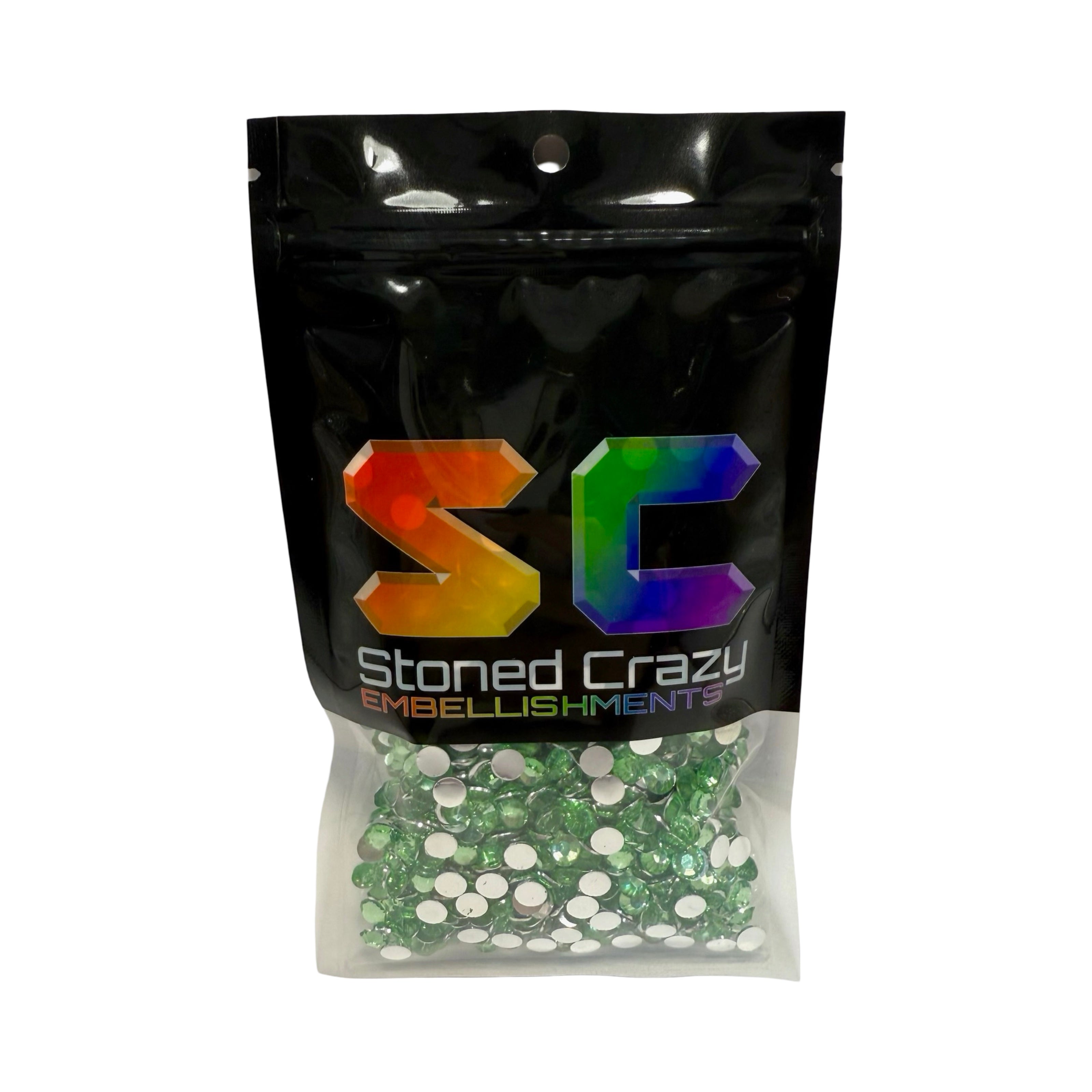 Light Peridot Resin Silver Back Rhinestones