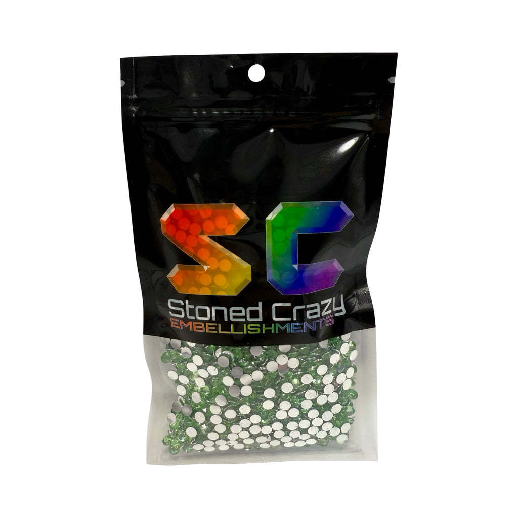 Light Peridot Resin Silver Back Rhinestones