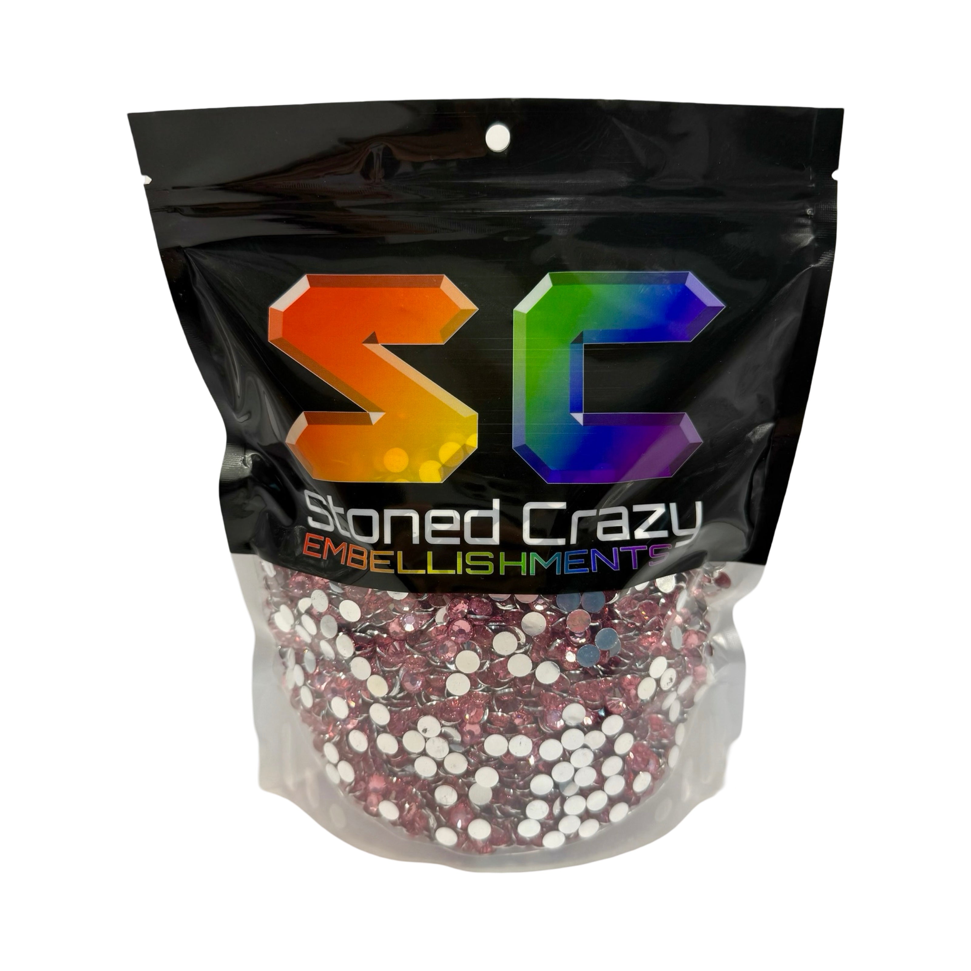 Dark Pink Resin Silver Back Rhinestones