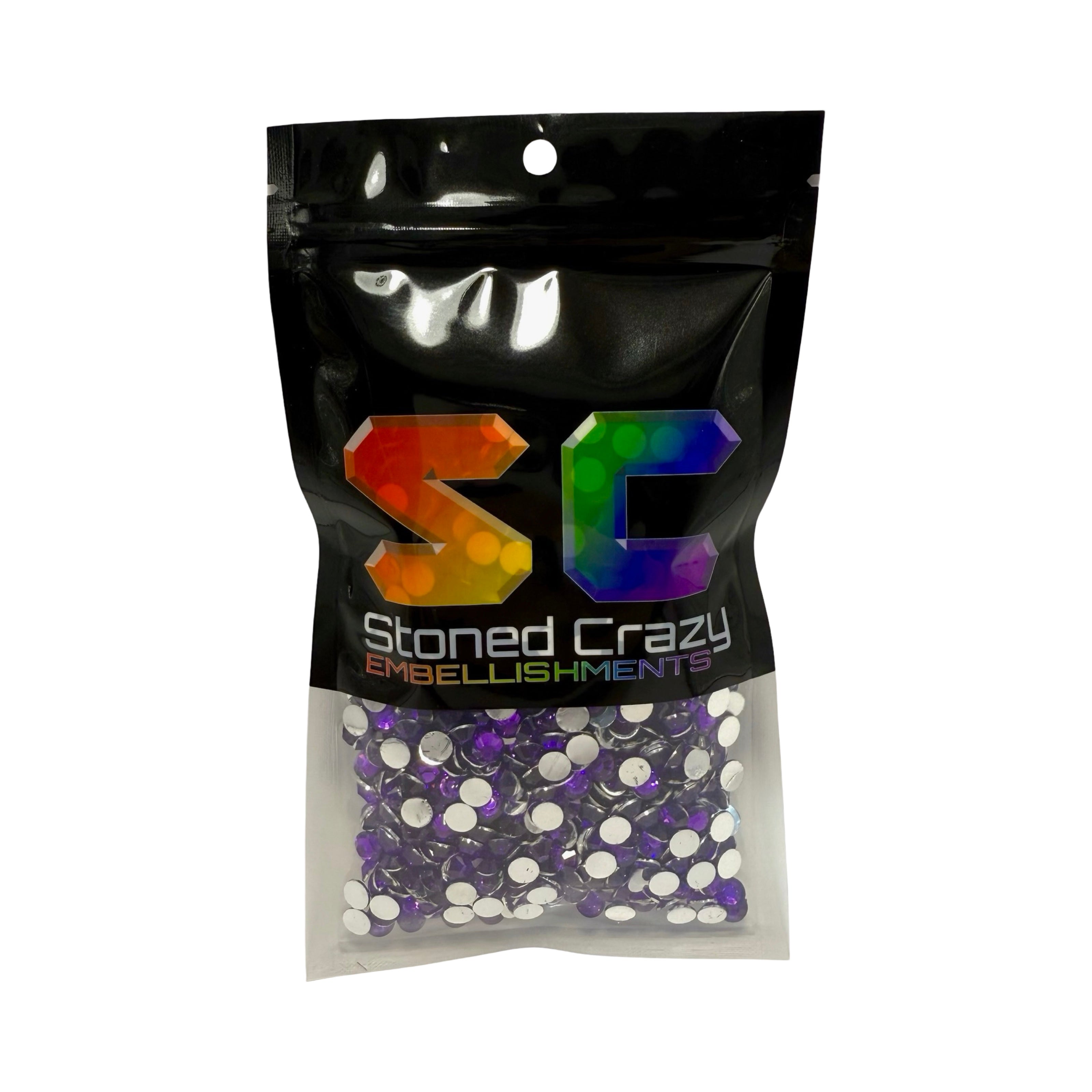 Dark Amethyst Resin Silver Back Rhinestones