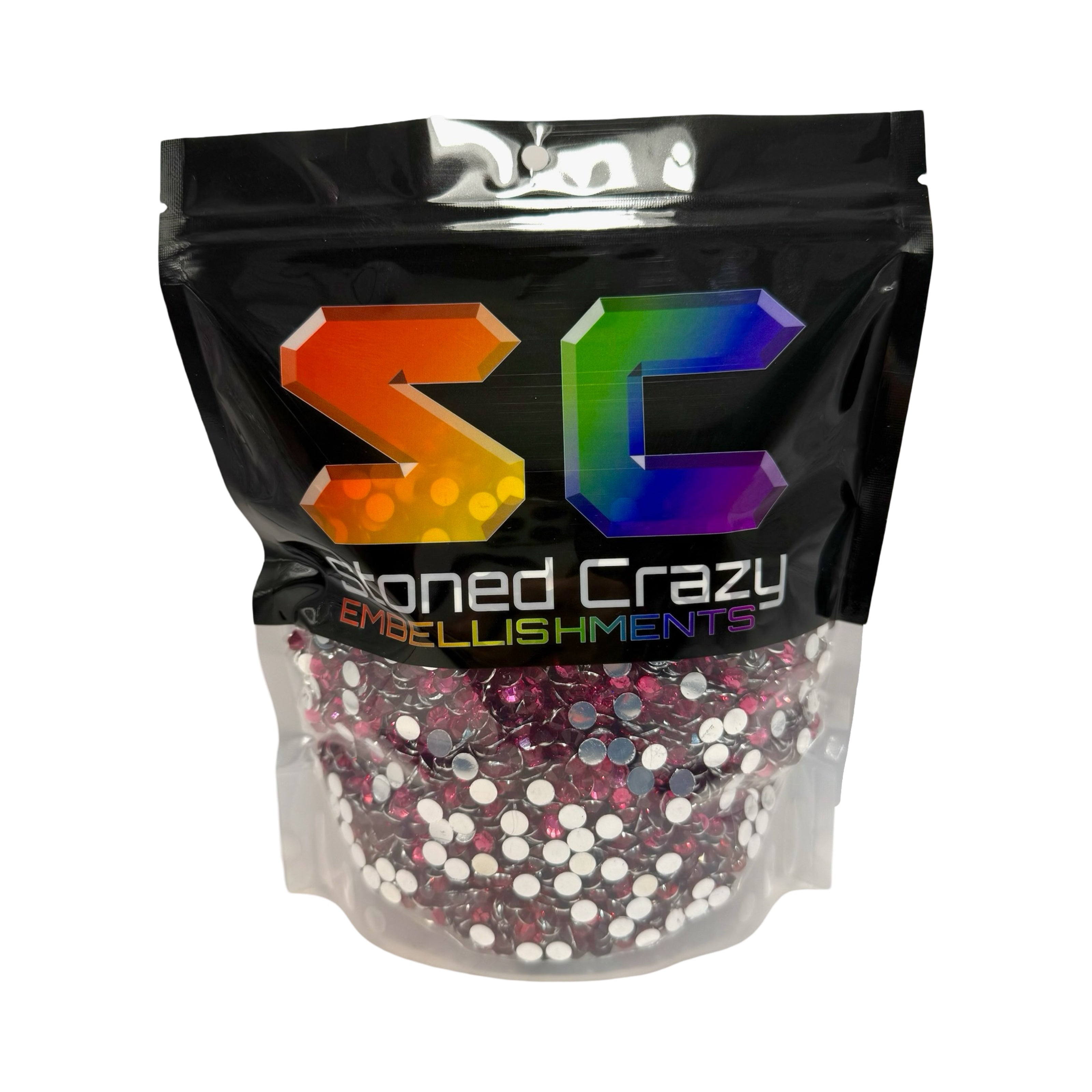 Dark Rose Resin Silver Back Rhinestones