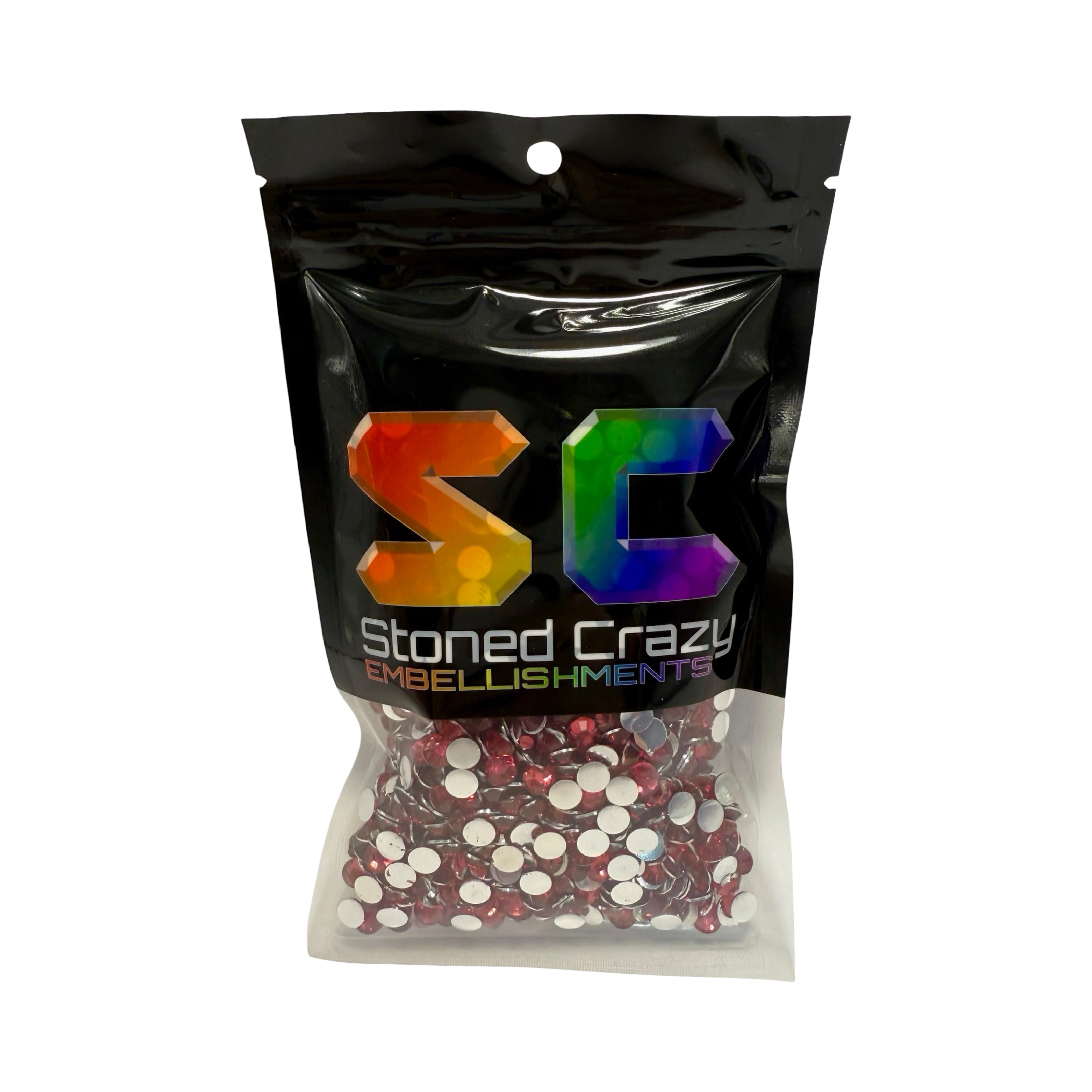 Dark Rose Resin Silver Back Rhinestones