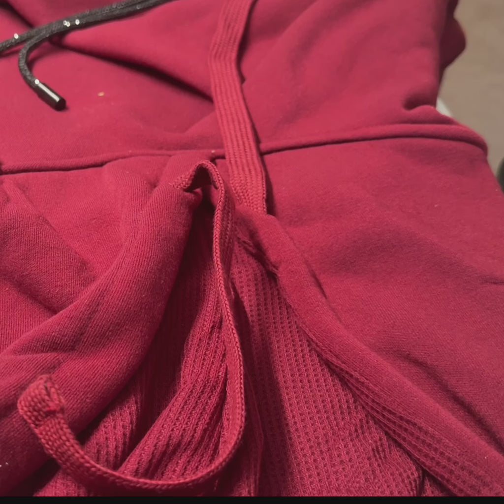 video showing how to place the rhinestone hoodie strap in your favorite hoodie.